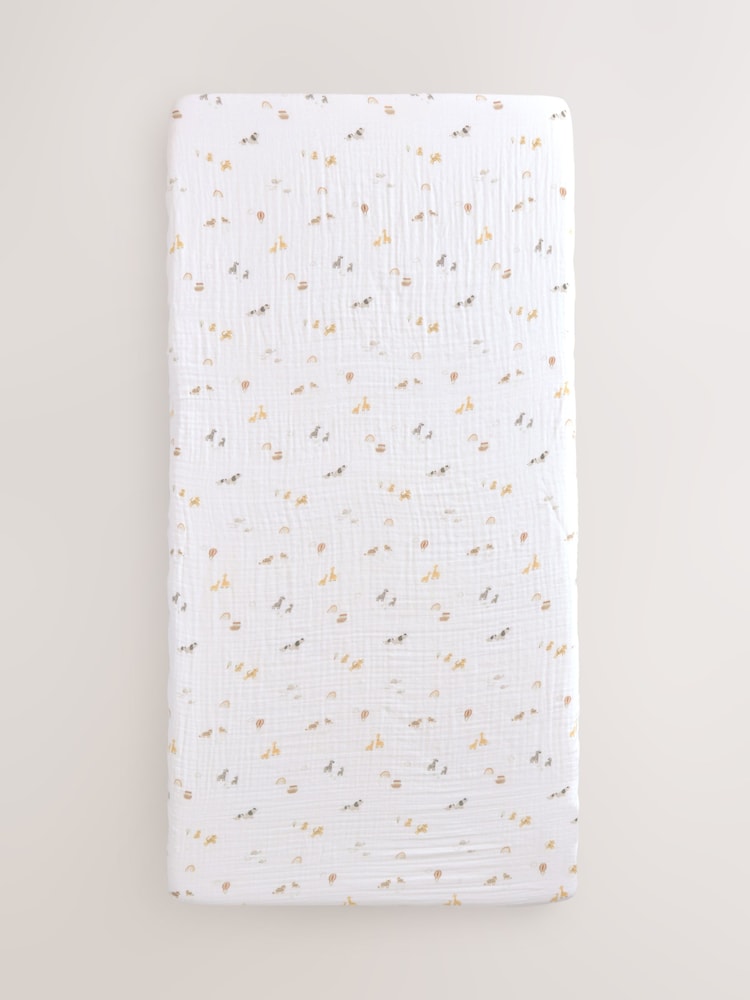 2 Pack Mini Jungle Baby Muslin Fitted Sheets - Image 1 of 5