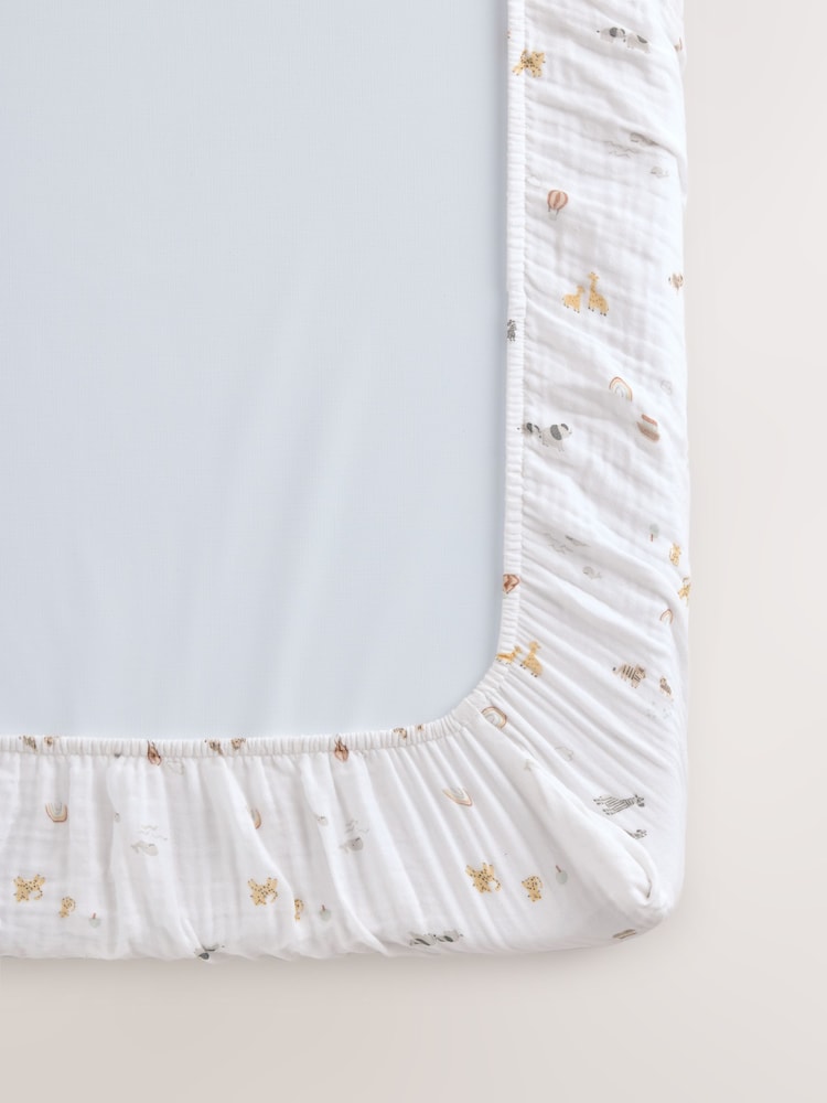 2 Pack Mini Jungle Baby Muslin Fitted Sheets - Image 2 of 5