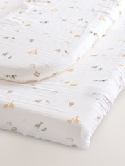 2 Pack Mini Jungle Baby Muslin Fitted Sheets - Image 4 of 5