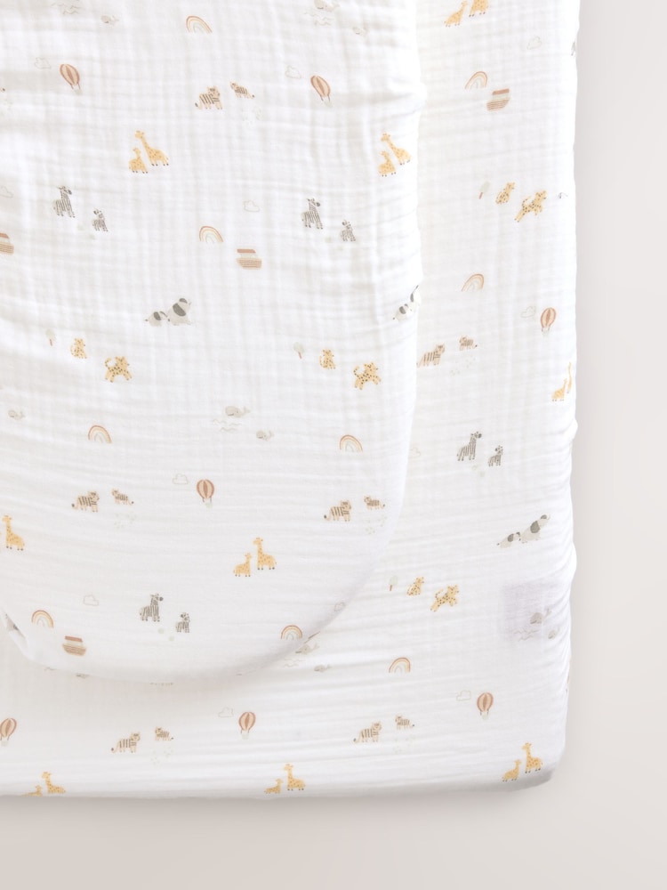 2 Pack Mini Jungle Baby Muslin Fitted Sheets - Image 5 of 5