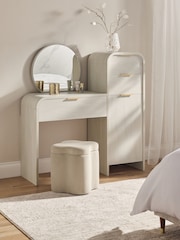 Light Natural Mia Oak Effect 6 Drawer Console Dressing Table - Image 1 of 8