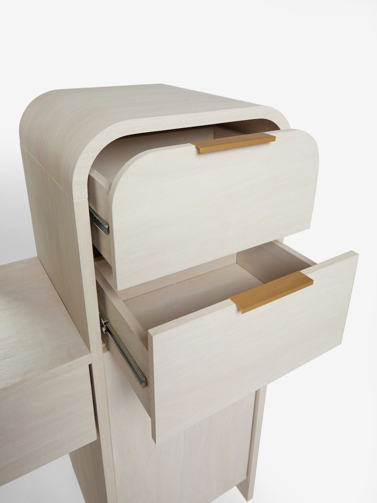 Light Natural Mia Oak Effect 6 Drawer Console Dressing Table - Image 8 of 8