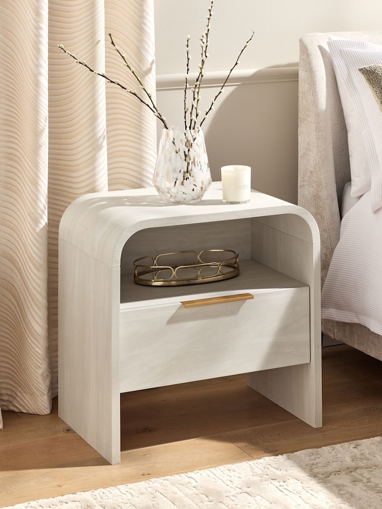 Light Natural Mia Oak Effect 1 Drawer Bedside Table - Image 1 of 5