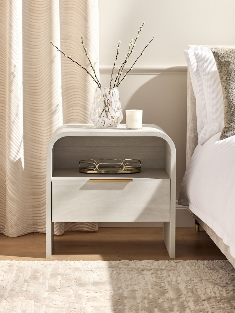 Light Natural Mia Oak Effect 1 Drawer Bedside Table - Image 2 of 5