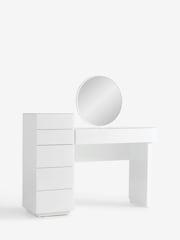 White Sloane Glass Collection Luxe 7 Drawer Console Dressing Table - Image 8 of 9