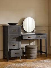Dark Brown Oakham Oak Effect 6 Drawer Wide Console Dressing Table - Image 3 of 6