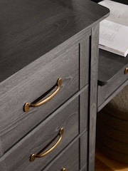 Dark Brown Oakham Oak Effect 6 Drawer Wide Console Dressing Table - Image 4 of 6
