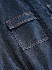 Dark Blue 100% Cotton Maternity Denim Boilersuit - Image 7 of 9