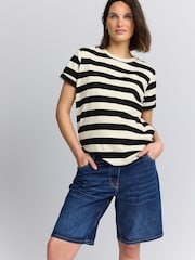 Lavado oscuro - Maternity Denim Long Shorts - Imagen 1 de 10