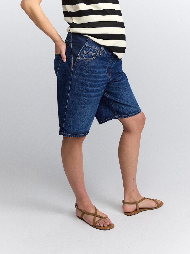 Lavado oscuro - Maternity Denim Long Shorts - Imagen 2 de 10