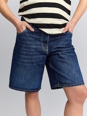 Lavado oscuro - Maternity Denim Long Shorts - Imagen 3 de 10