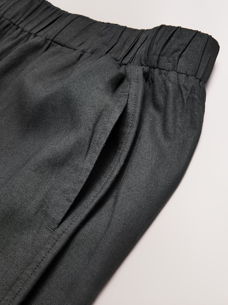 Black Maternity Wide Leg Trousers with Linen - Image 9 of 10