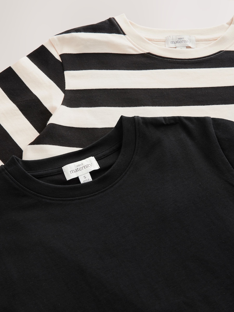 Neutral Stripe And Black Maternity Nursing T-Shirts 2-Pack - Image 13 of 13