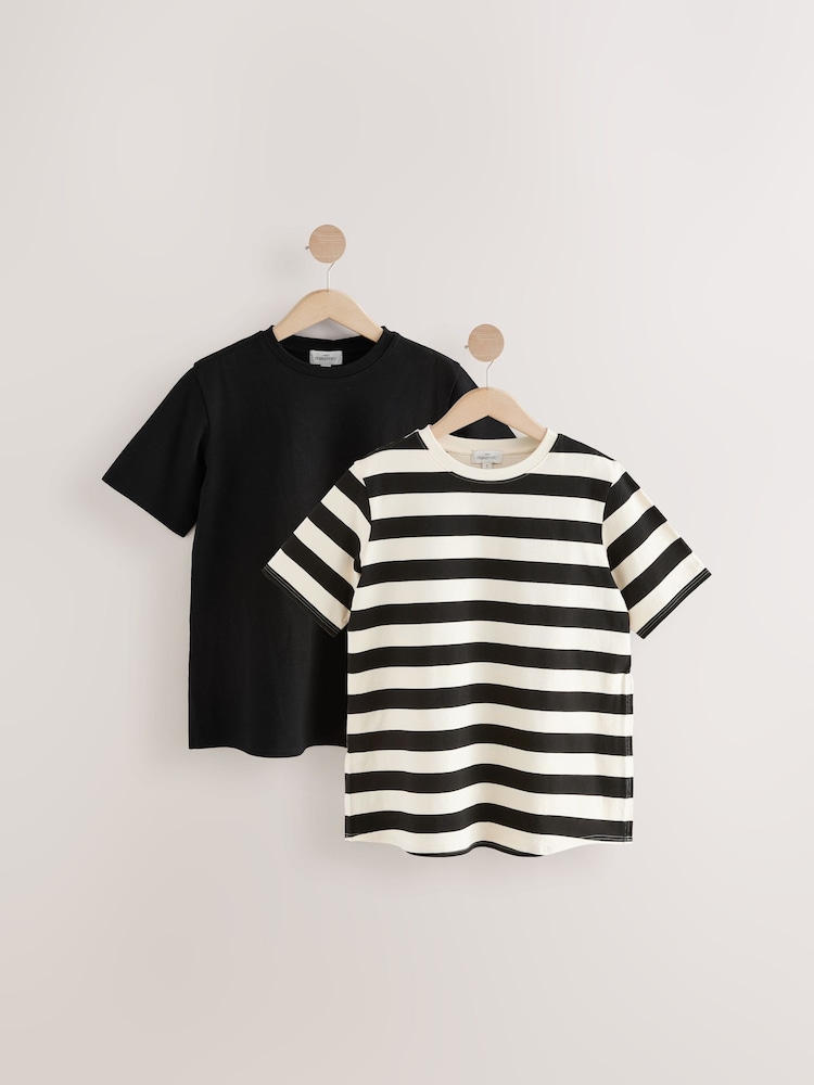 Neutral Stripe And Black Maternity Nursing T-Shirts 2-Pack - Image 7 of 13