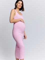 Pink Maternity Square Neck Seamless Dress - Image 1 of 7