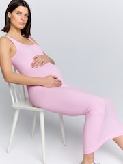 Pink Maternity Square Neck Seamless Dress - Image 2 of 7