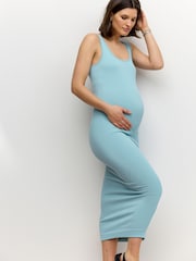 Blue Maternity Square Neck Seamless Dress - Image 2 of 8