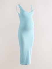 Blue Maternity Square Neck Seamless Dress - Image 6 of 8
