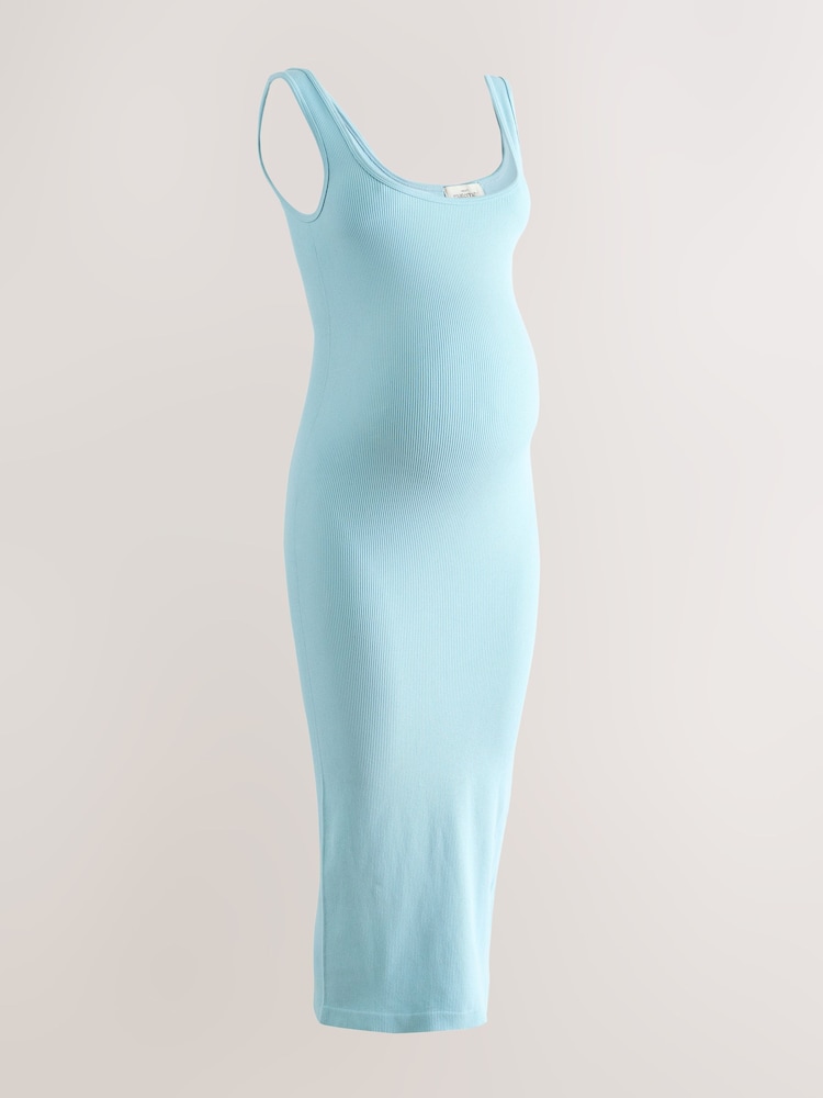 Blue Maternity Square Neck Seamless Dress - Image 6 of 8