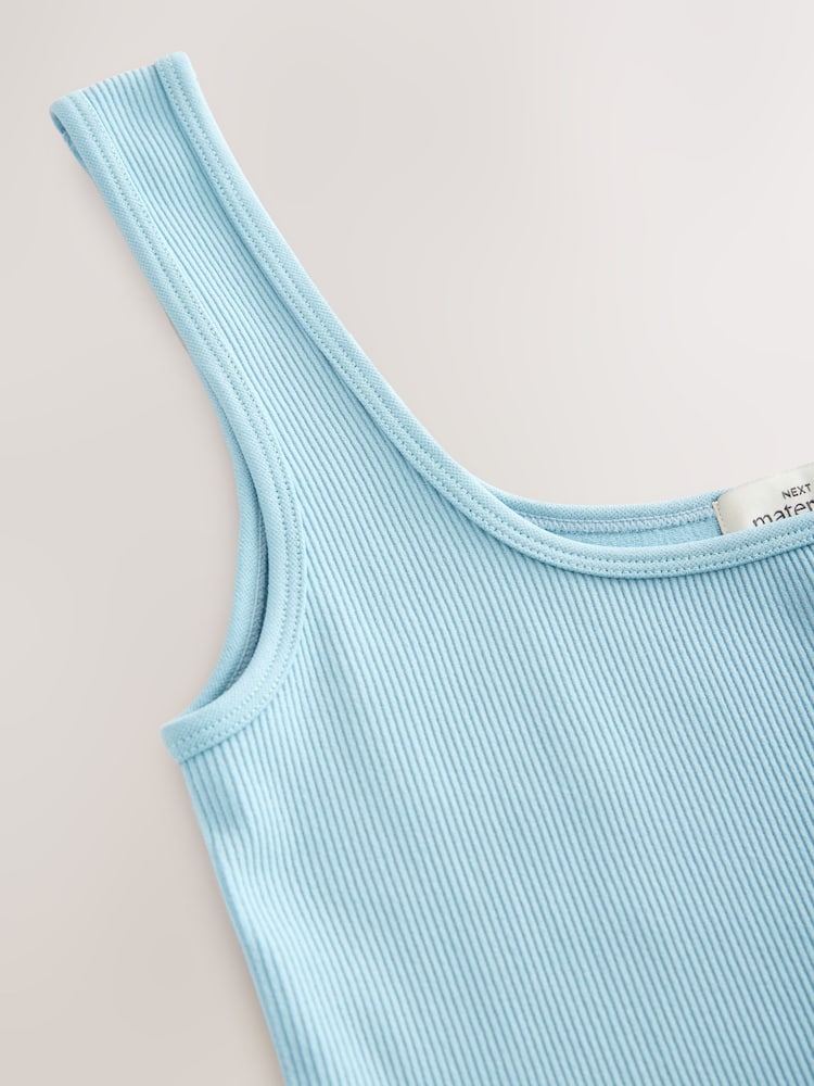 Blue Maternity Square Neck Seamless Dress - Image 8 of 8