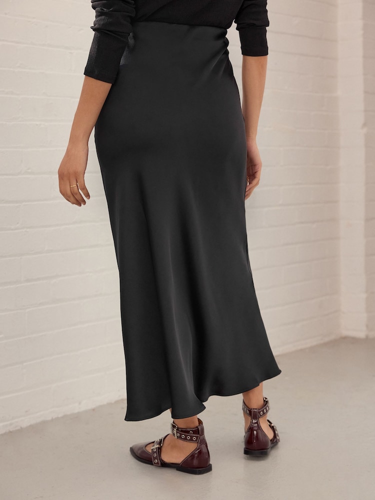 Black Maternity Satin Maxi Skirt - Image 3 of 8