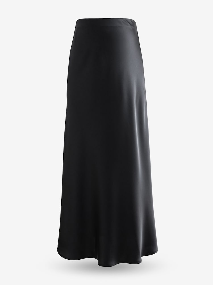 Black Maternity Satin Maxi Skirt - Image 5 of 8