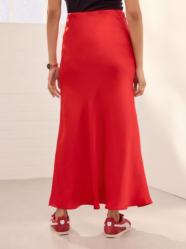 Red Maternity Satin Maxi Skirt - Image 4 of 8