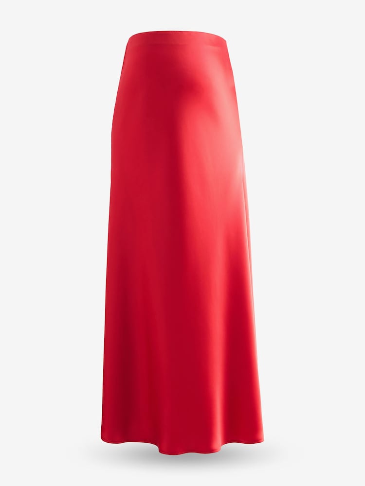 Red Maternity Satin Maxi Skirt - Image 5 of 8