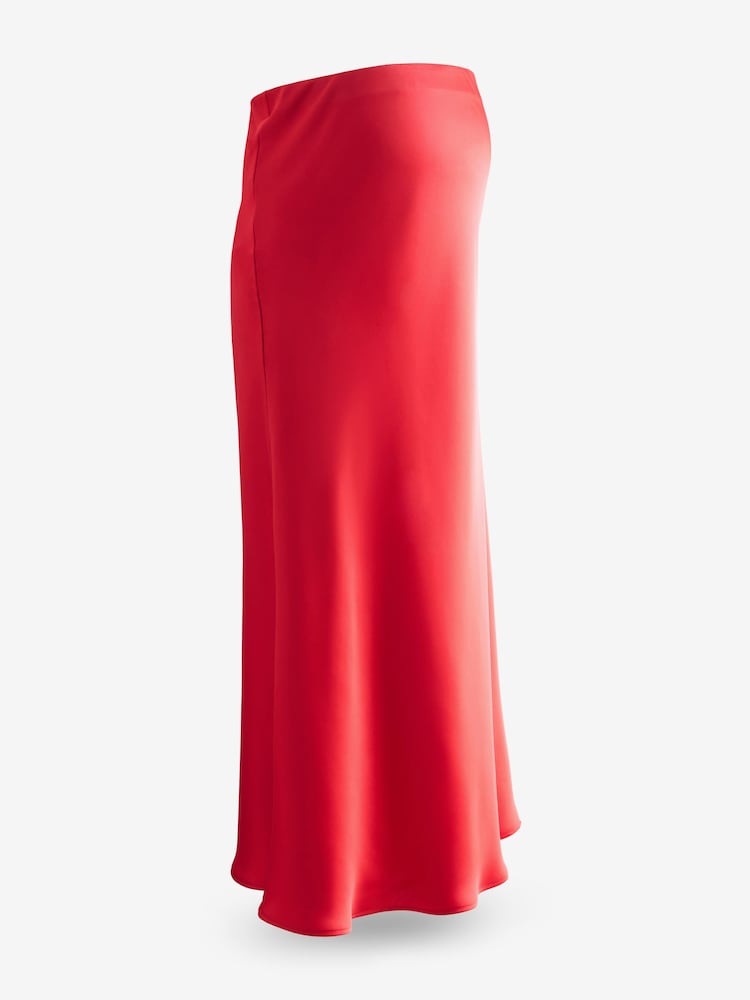 Red Maternity Satin Maxi Skirt - Image 6 of 8