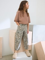 Animal Print Leopard Print 100% Cotton Barrel Jeans (3-16yrs) - Image 1 of 3