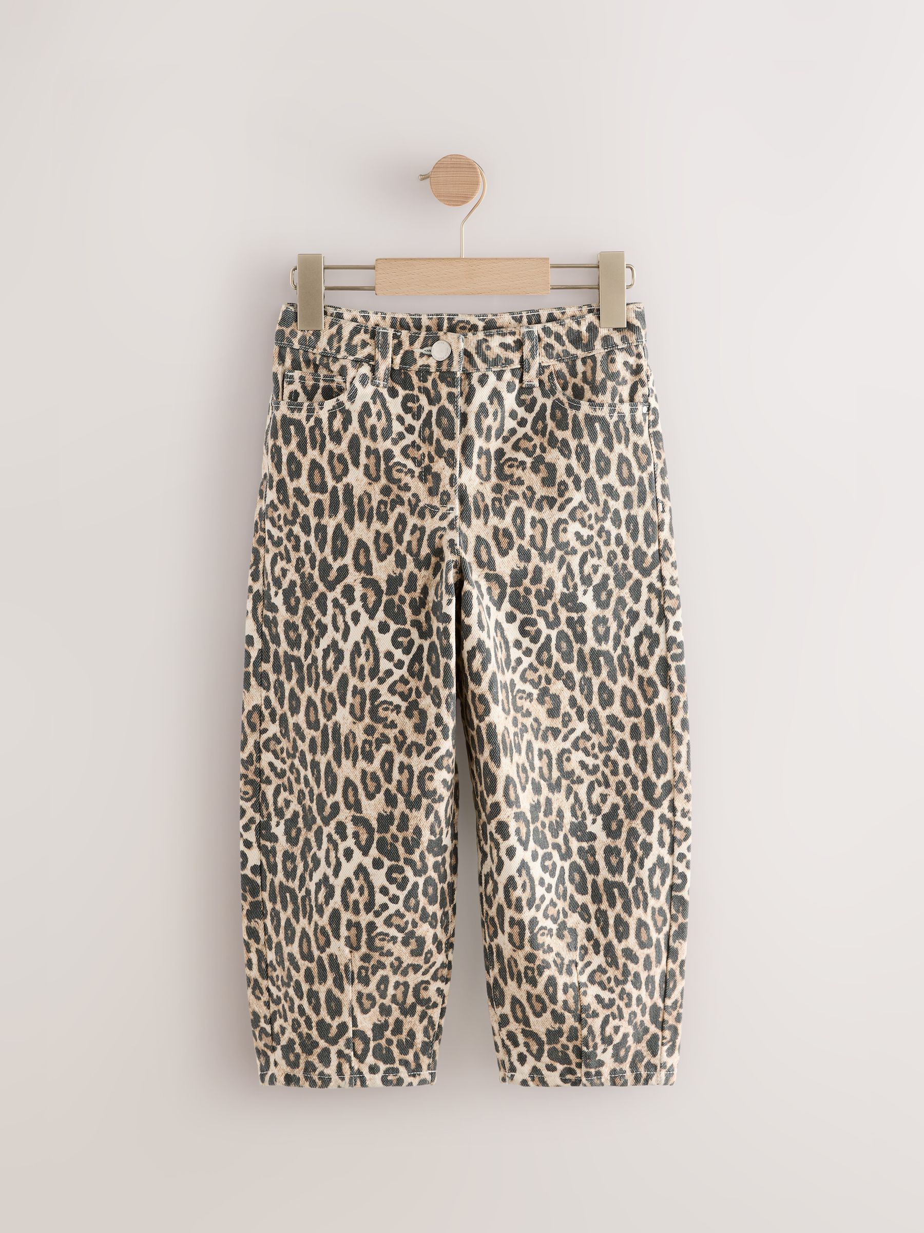 Buy Animal Print Leopard Print 100% Cotton Barrel Jeans (3