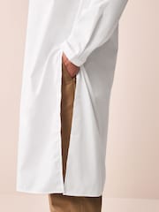 White 100% Cotton Poplin Kurta with Embroidery - Image 6 of 9