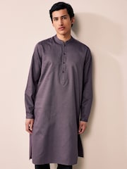 Lavender Purple Textured 100% Cotton Signature Kurta - Image 1 of 10