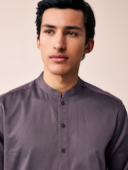 Lavender Purple Textured 100% Cotton Signature Kurta - Image 7 of 10