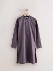 Lavender Purple Textured 100% Cotton Signature Kurta - Image 8 of 10