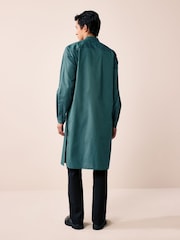 Green Textured 100% Cotton Signature Kurta - Image 3 of 6