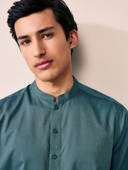 Green Textured 100% Cotton Signature Kurta - Image 6 of 6
