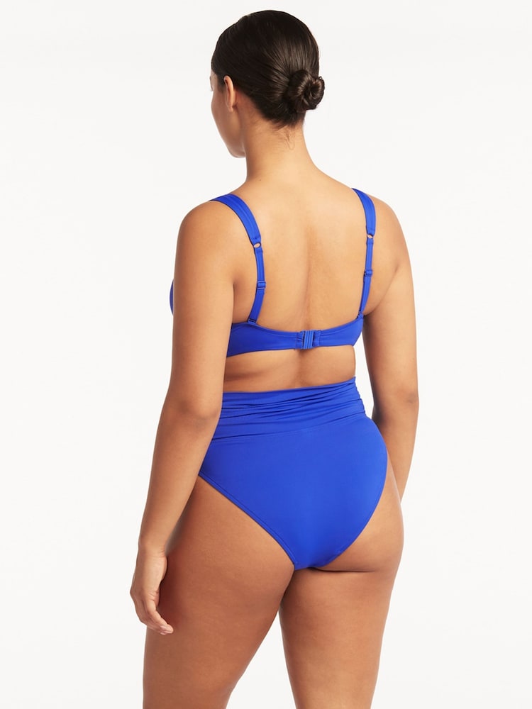 Sea Level Blue High Waist Essentials Wrap High Waist Bikini Briefs - Image 2 of 6