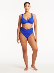 Sea Level Blue High Waist Essentials Wrap High Waist Bikini Briefs - Image 3 of 6