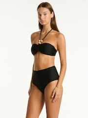 Sea Level Black Black Caracus Ring Bandeau Bikini Top - Image 6 of 9