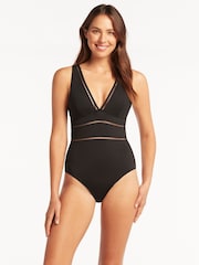 Sea Level Black Essentials Spliced One Piece Swimsuit - Image 3 of 8