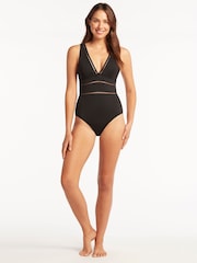 Sea Level Black Essentials Spliced One Piece Swimsuit - Image 5 of 8
