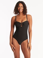 Sea Level Black Spinnaker U Bar Bandeau Swimsuit - Image 4 of 6