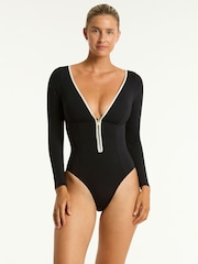 Sea Level Black Babylon Long Sleeve One Piece Swimsuit - Image 5 of 7