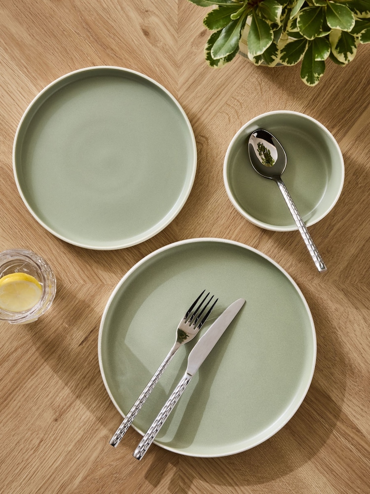 12 Piece Sage Green Otis Dinner Set - Image 2 of 5