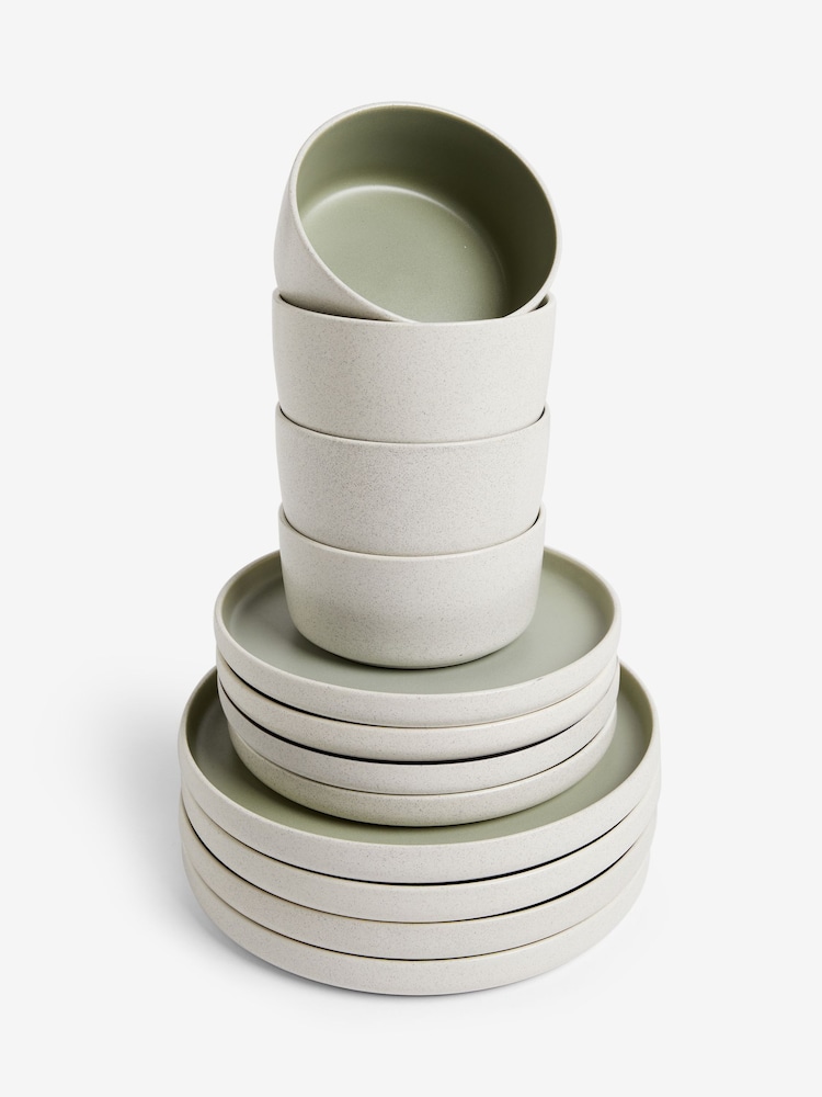 12 Piece Sage Green Otis Dinner Set - Image 5 of 5