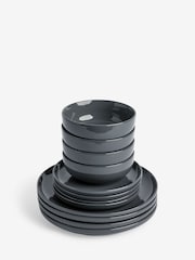 12 Piece Charcoal Grey Moderna Dinner Set - Image 1 of 1