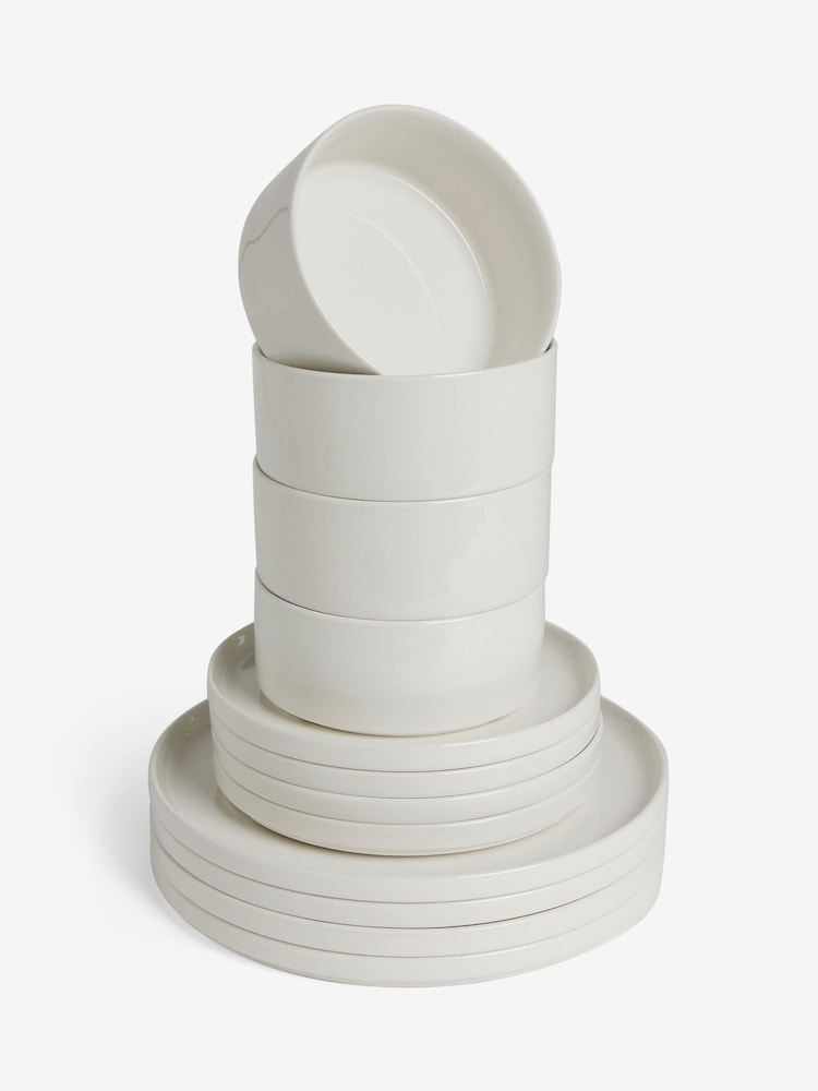 12 Piece White Flynn Dinner Set - Image 4 of 4
