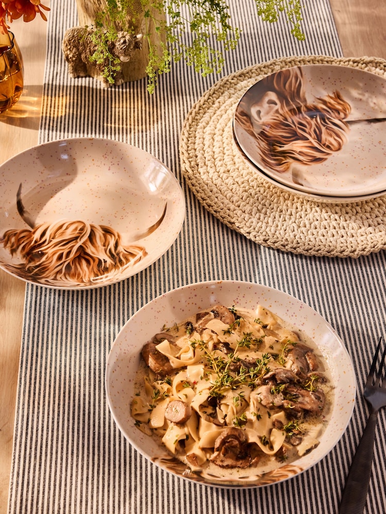 Set of 4 Natural Hamish The Highland Cow Pasta Bowls - Image 1 of 4 Set of 4 Natural Hamish The Highland Cow Pasta Bowls - Image 1 of 4