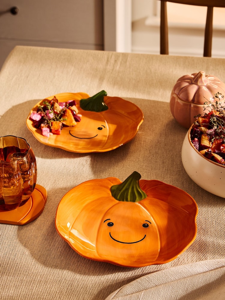 Set of 2 Orange Autumn Pumpkin Side Plates - Image 1 of 3